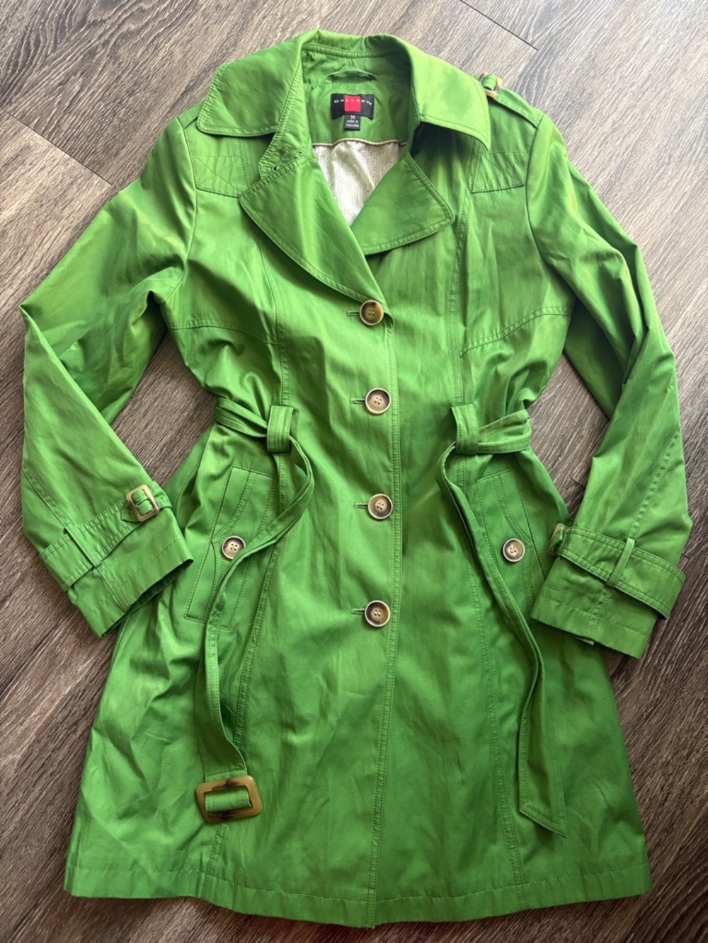 VTG Y2K Green Trench Coat with Belt